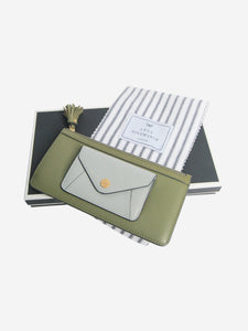 Anya Hindmarch Green and blue envelope slim zip wallet