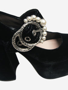 Miu Miu Black velvet Mary Jane platform pumps - size EU 38.5