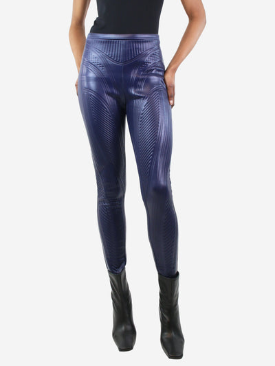 Blue embossed trousers - size UK 8 Trousers Mugler 