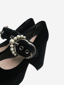 Miu Miu Black velvet Mary Jane platform pumps - size EU 38.5