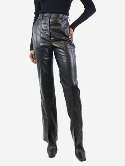 Black faux-leather slit trousers - size S Trousers Nanushka 