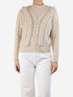 Neutral braided fleck jumper - size UK 8 Knitwear Isabel Marant Etoile 