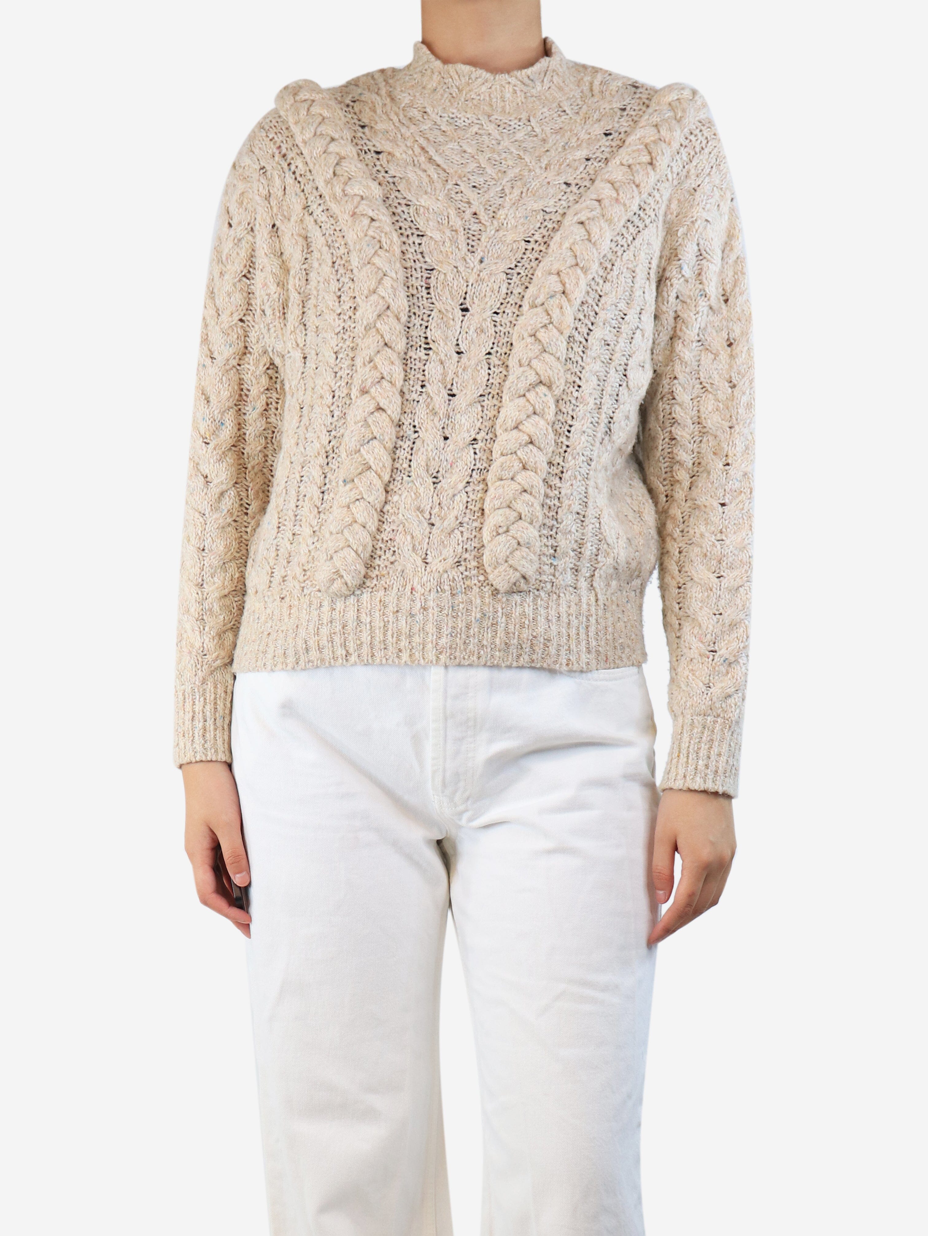 Neutral braided fleck jumper - size UK 8 Knitwear Isabel Marant Etoile 