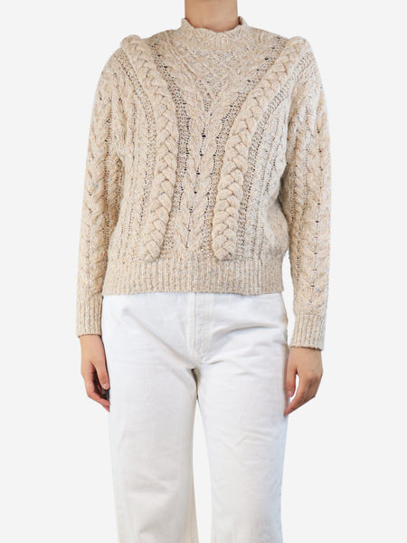 Neutral braided fleck jumper - size UK 8 product image