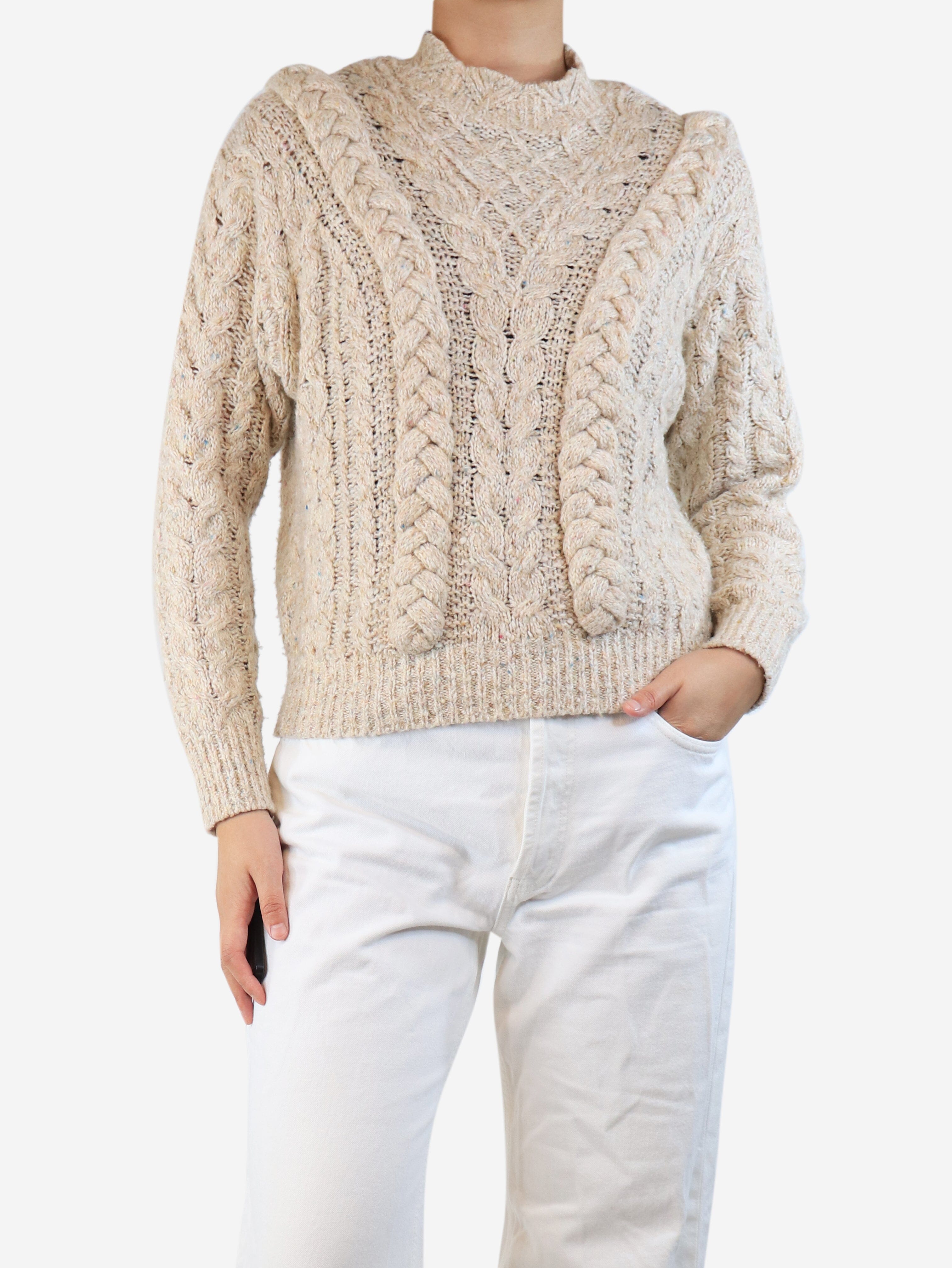 Neutral braided fleck jumper - size UK 8 Knitwear Isabel Marant Etoile 