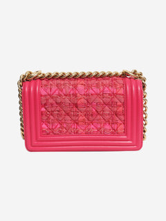 Pink leather and tweed mini boy bag