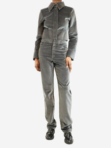 Wrong Generation Grey cropped velvet jacket and trouser set - size S