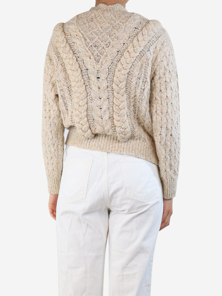Neutral braided fleck jumper - size UK 8 alternate image