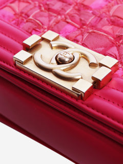 Pink leather and tweed mini boy bag