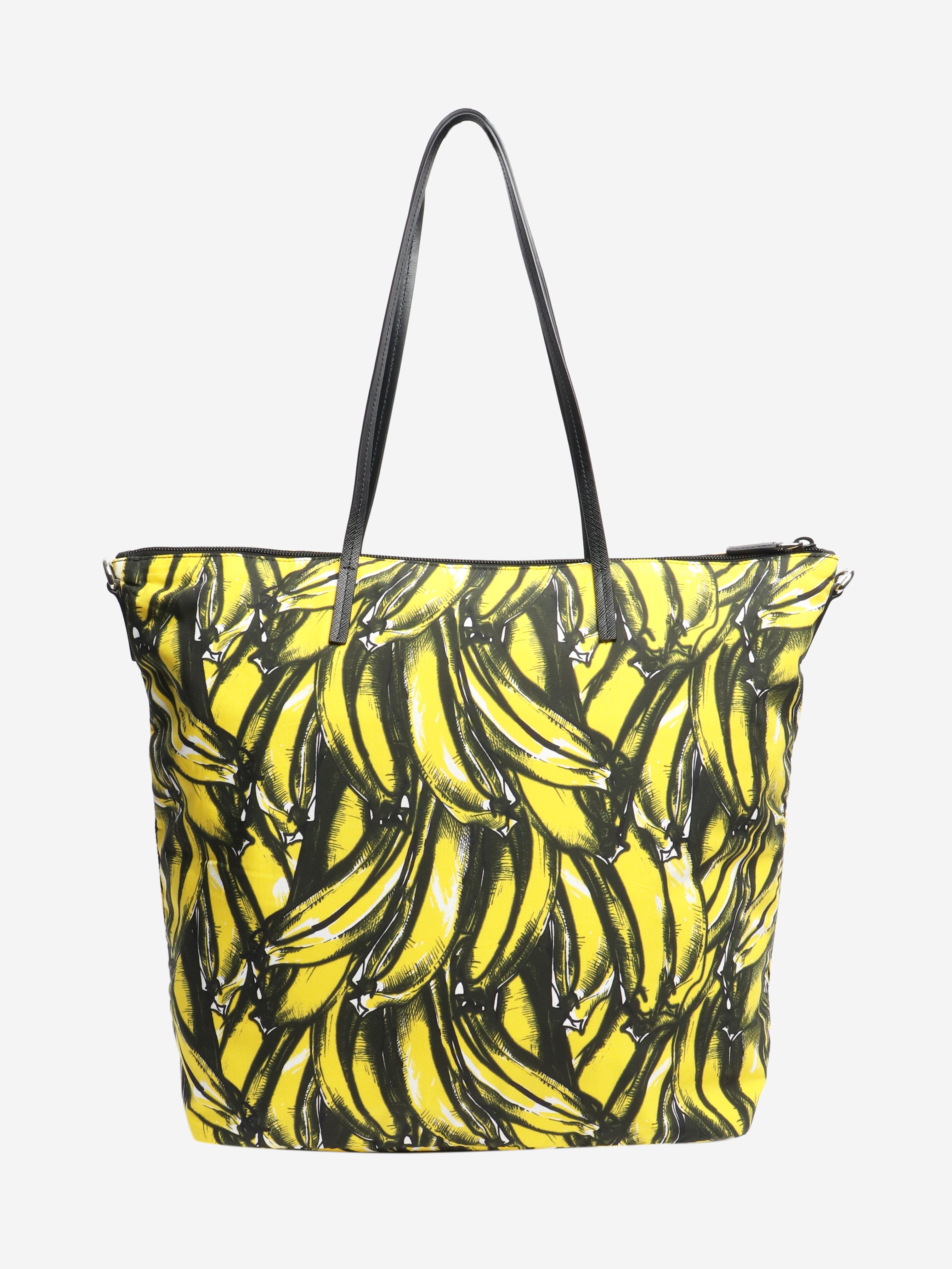 Yellow banana printed shopper tote Tote Bags Prada 