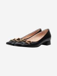 Gucci Black horsebit mid-heel leather pumps - size EU 35.5