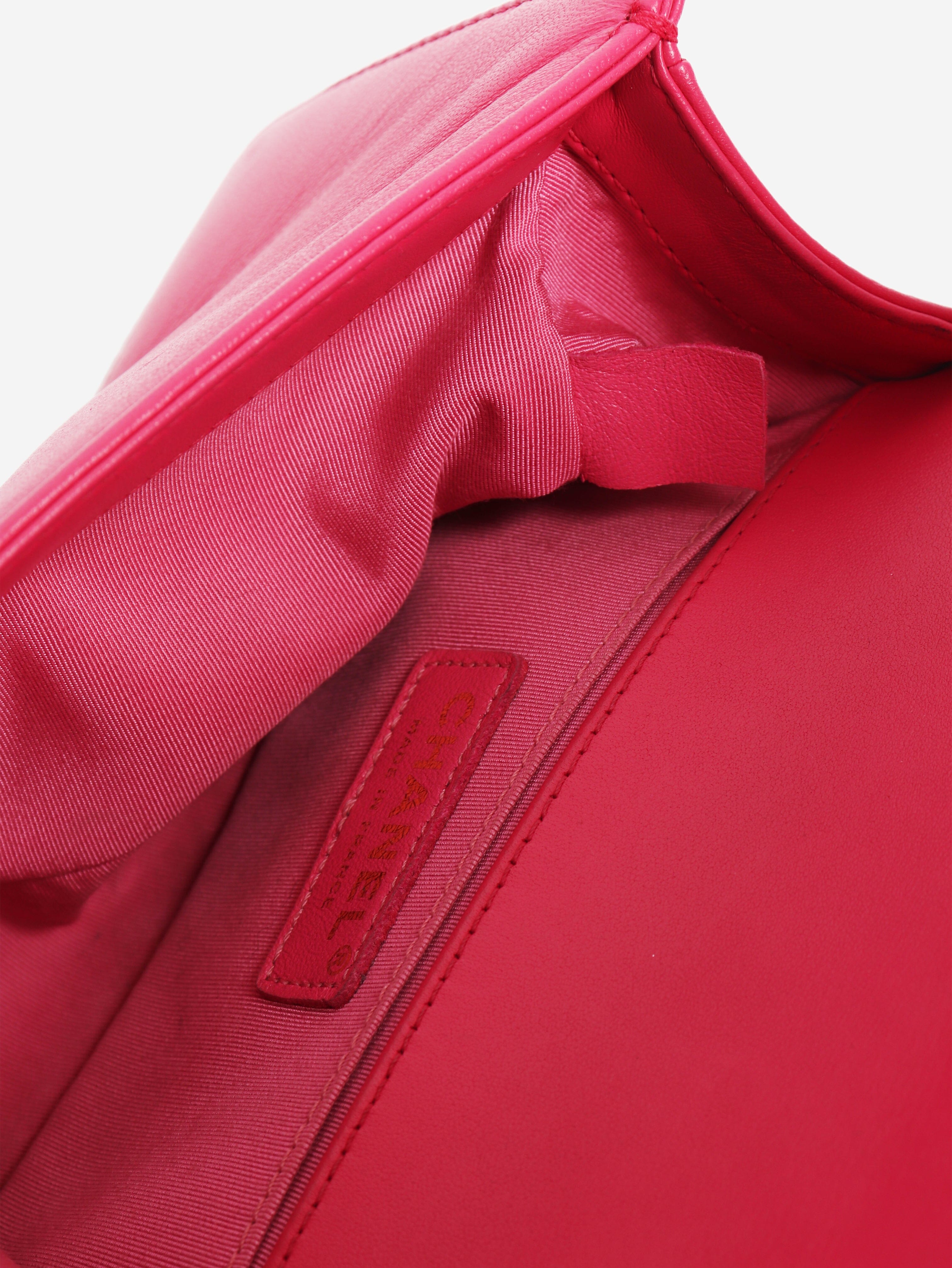 Pink leather and tweed mini boy bag