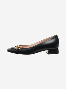 Gucci Black horsebit mid-heel leather pumps - size EU 35.5