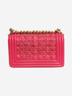 Pink leather and tweed mini boy bag
