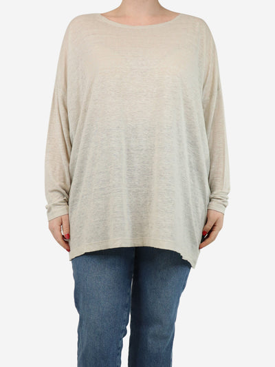 Grey boat-neck top - size One Size Tops Eskandar 