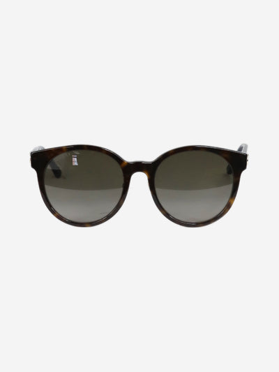 Gucci Brown tortoise shell round striped sunglasses - size Sunglasses Gucci 