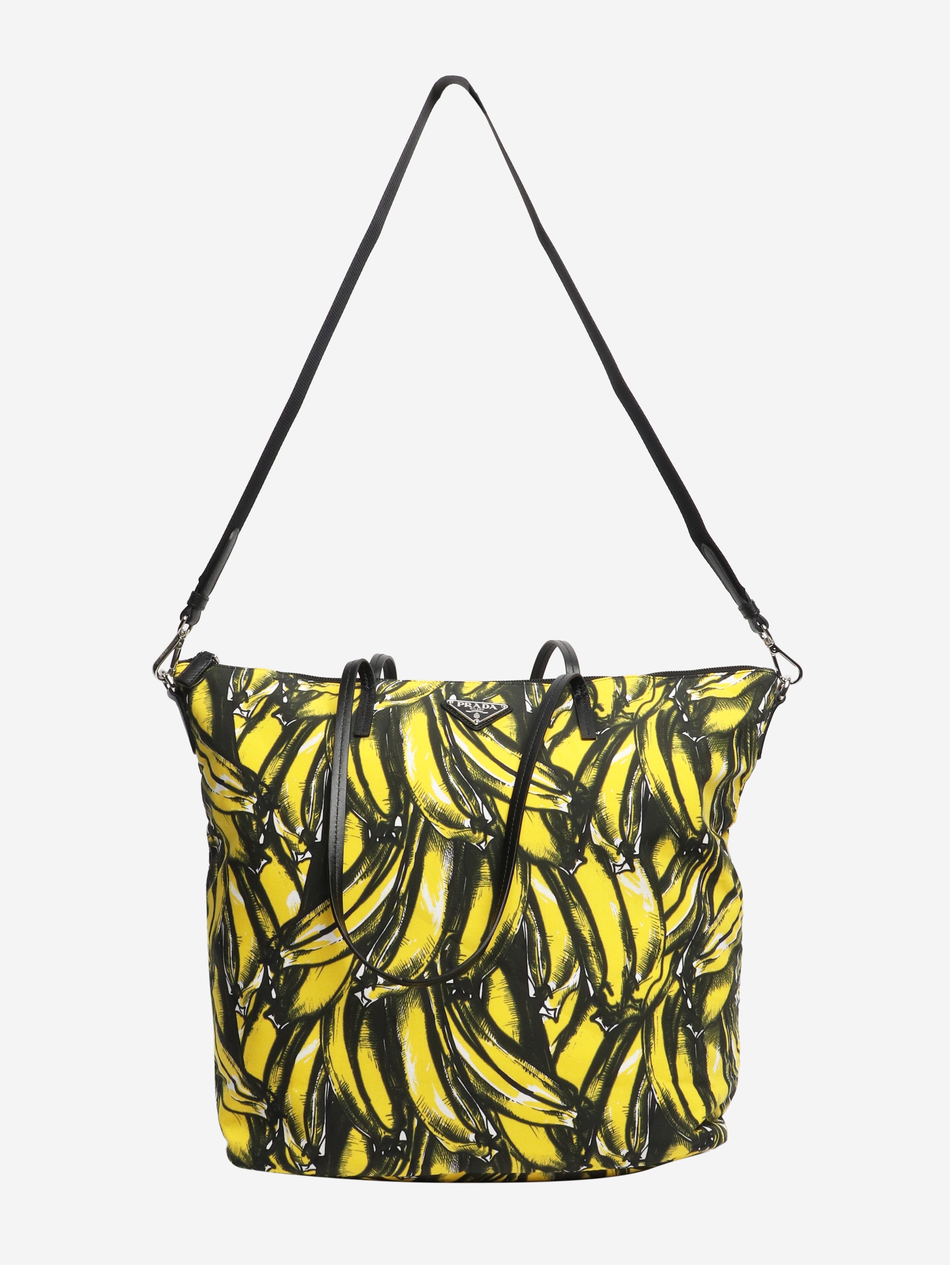 Yellow banana printed shopper tote Tote Bags Prada 