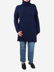 N.Peal Dark blue cashmere roll-neck jumper - size M