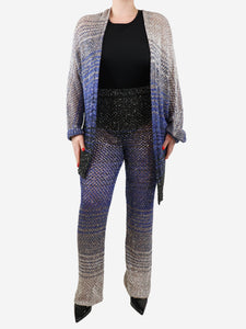 Missoni Blue crochet sequin cardigan and trousers set - UK 14