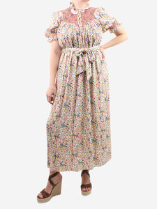 Loretta Caponi Multicoloured floral printed dress with belt - size L