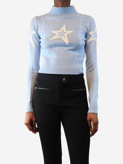 Light blue cropped cable-knit star jumper - size XS Knitwear Perfect Moment 