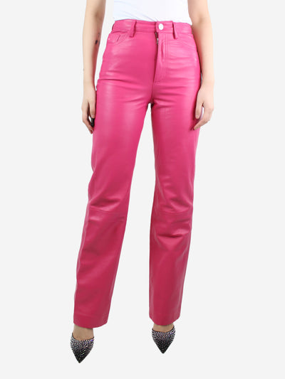 Fuchsia leather trousers - size UK 10 Trousers Remain Birger Christensen 