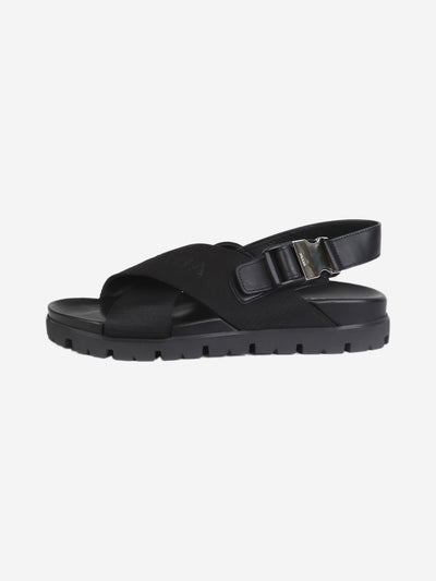 Black crossover leather sandals - size EU 39 (UK 6) Flat Sandals Prada 