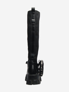 Prada Black leather knee-high lace-up boots - size EU 38.5
