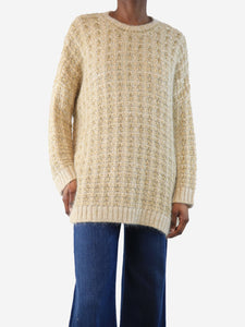 Valentino Gold oversized mohair-blend jumper - size XS