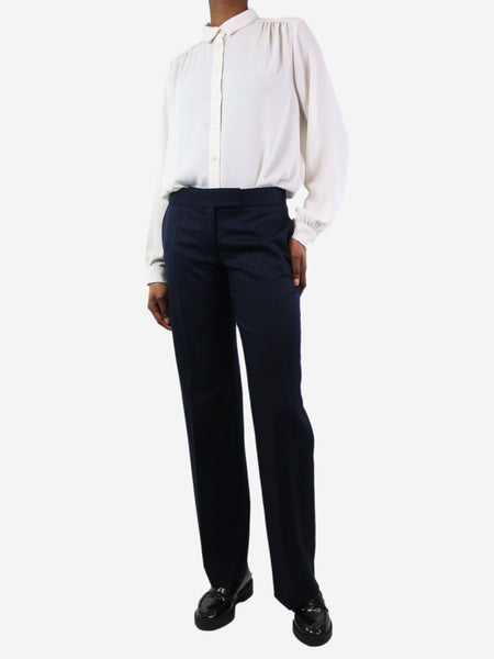 Navy blue wool trousers - size UK 6 alternate image