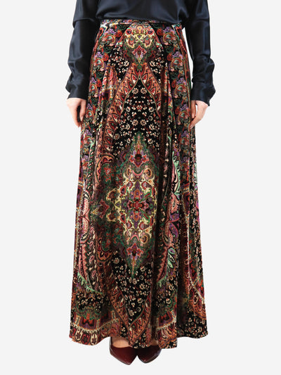 Multicolour velvet paisley midi skirt - size UK 12 Skirts Etro 