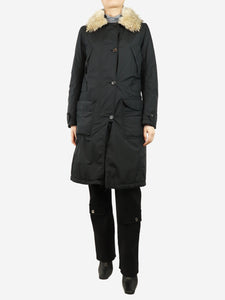 Prada Black padded nylon coat - size UK 10