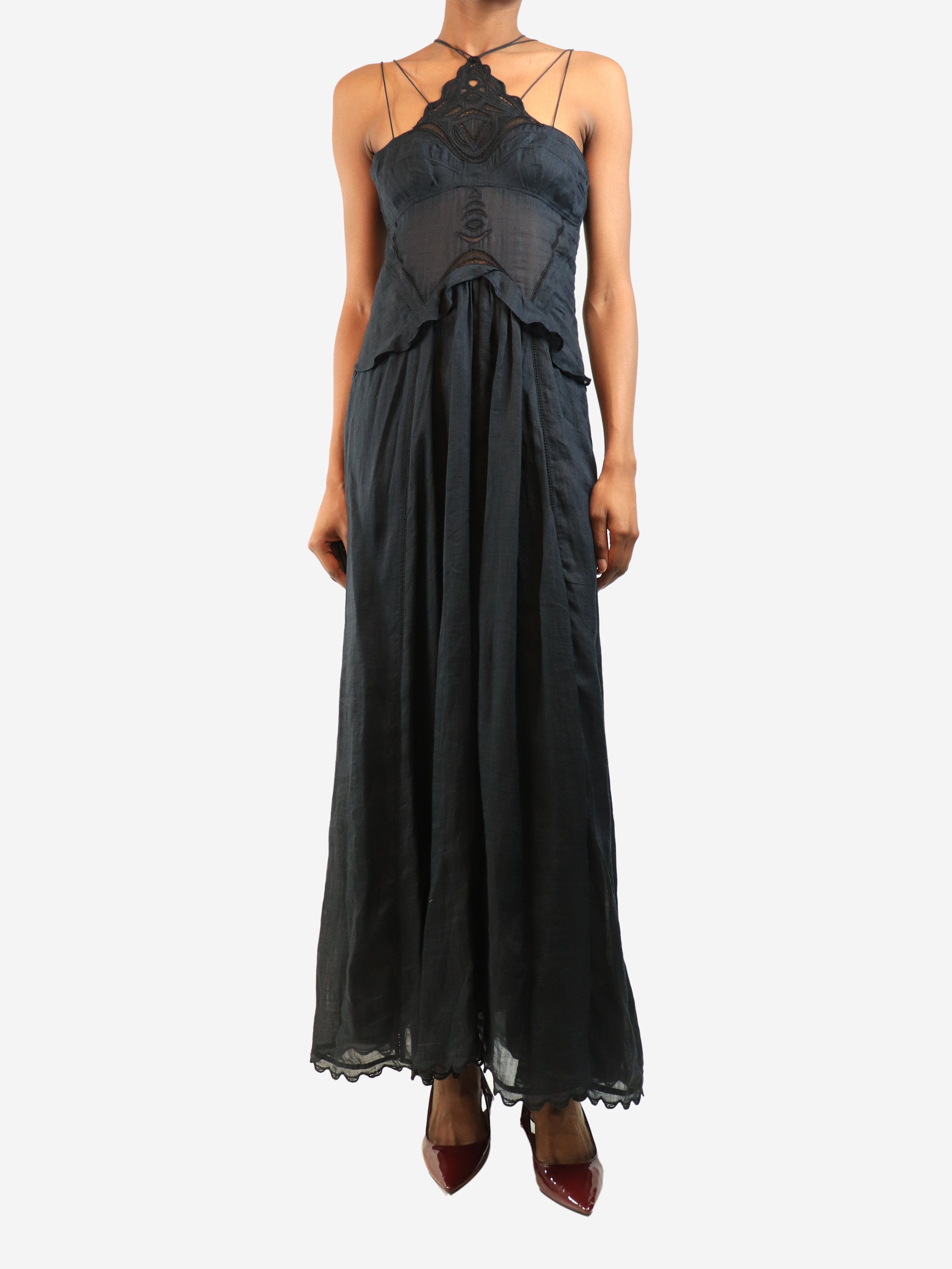 Black Lindy lace-trimmed maxi dress - size UK 8 Dresses Isabel Marant 