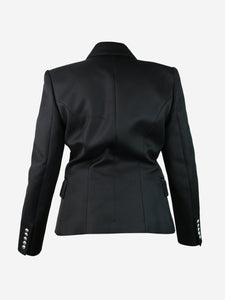Balmain Black padded-shoulders double-breasted blazer - size UK 18