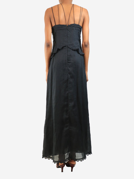 Black Lindy lace-trimmed maxi dress - size UK 8 alternate image