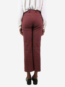 Chloe Red checked flared wool trousers - size UK 8
