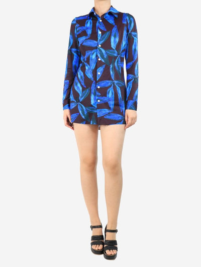 Purple floral printed mini shirt dress - size M Dresses Louisa Ballou 