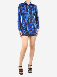 Purple floral printed mini shirt dress - size M Dresses Louisa Ballou 