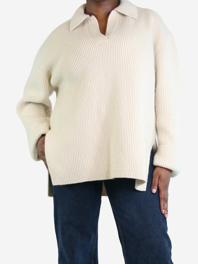 Cream ribbed wool-blend jumper - size L Knitwear Toteme 
