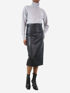 Raey Black grained leather skirt - size UK 6