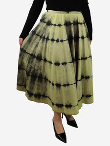 Christian Dior Yellow and black tie-dye midi skirt - size UK 18