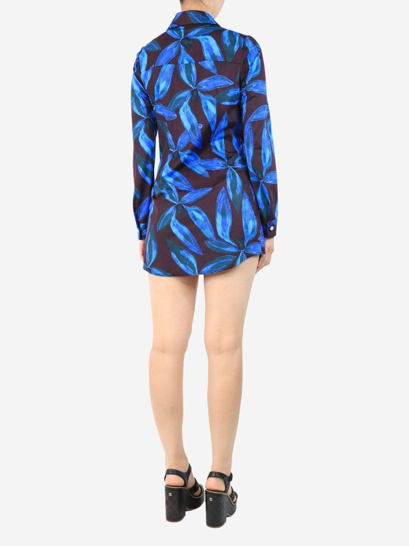 Purple floral printed mini shirt dress - size M Dresses Louisa Ballou 