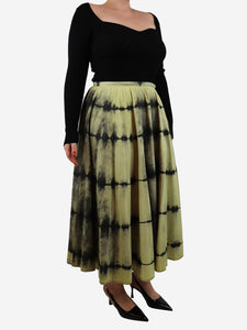 Christian Dior Yellow and black tie-dye midi skirt - size UK 18