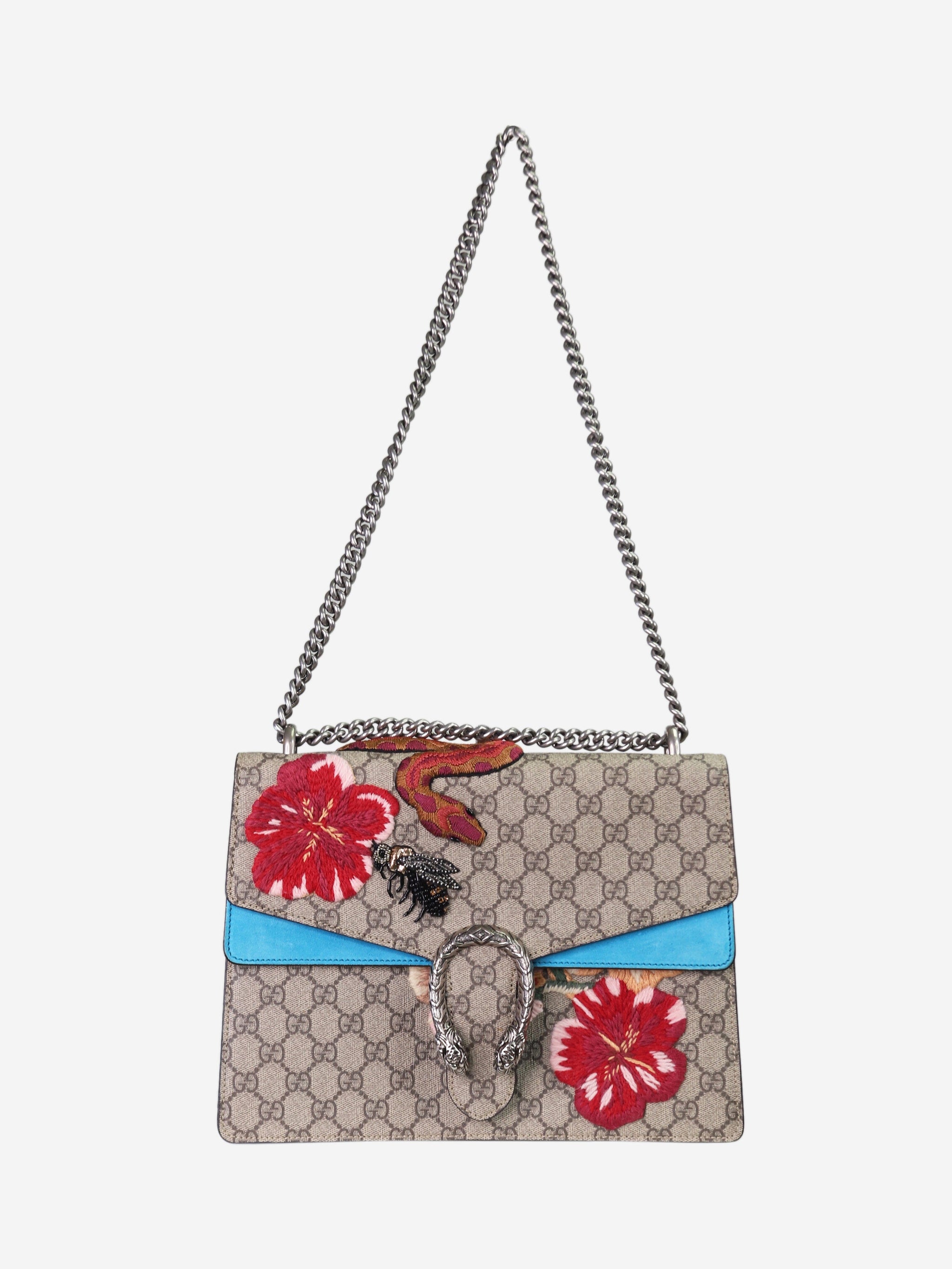 Gucci pre owned neutral floral and snake embroidered Dionysus bag