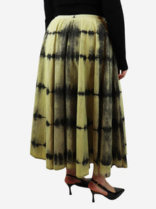 Christian Dior Yellow and black tie-dye midi skirt - size UK 18