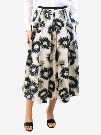 White Elena floral pleated midi skirt - size UK 10 Skirts Erdem 