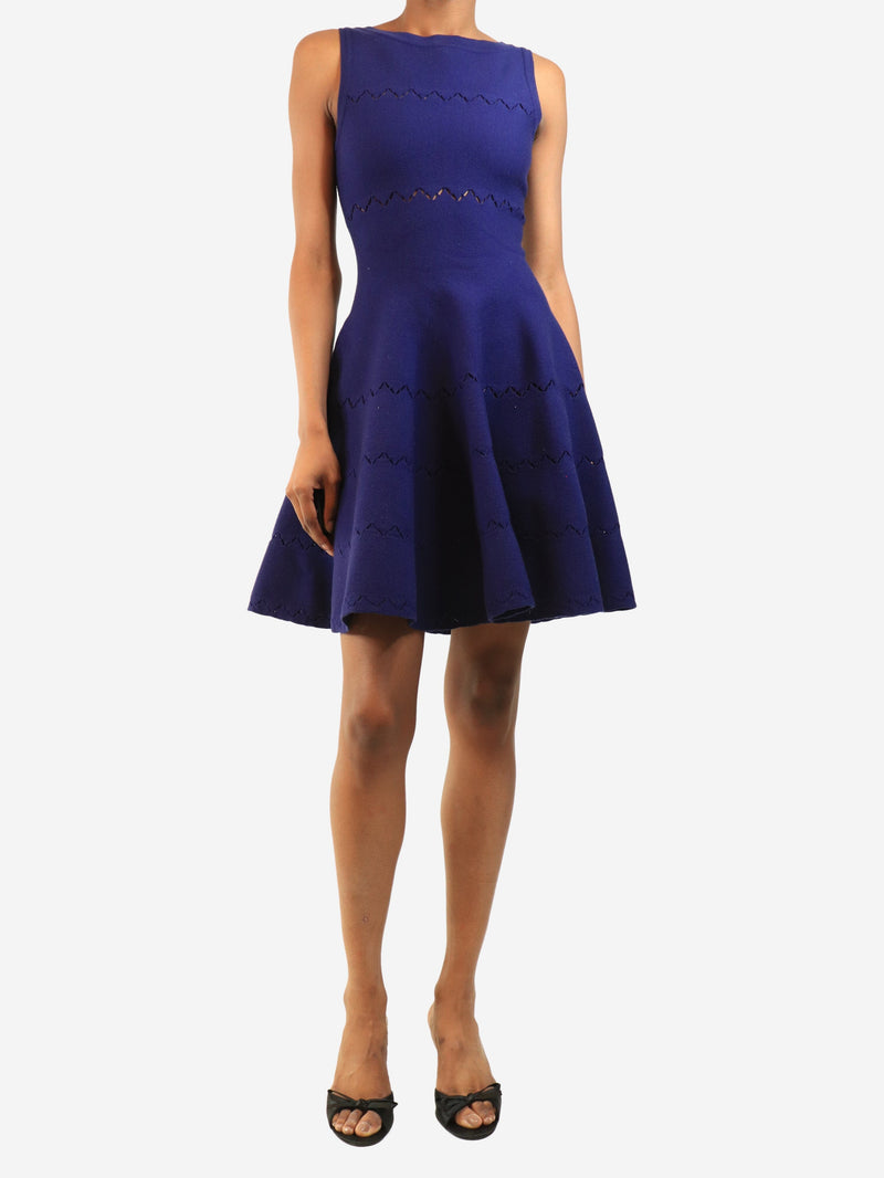 Blue zigzag knit skater dress - size UK 10 Dresses Alaia 