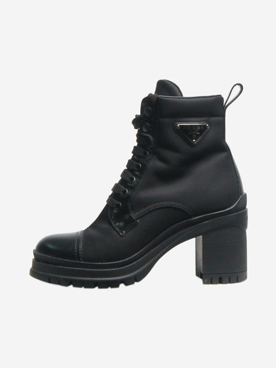 Black re-nylon and leather heeled boots - size EU 35.5 Boots Prada 