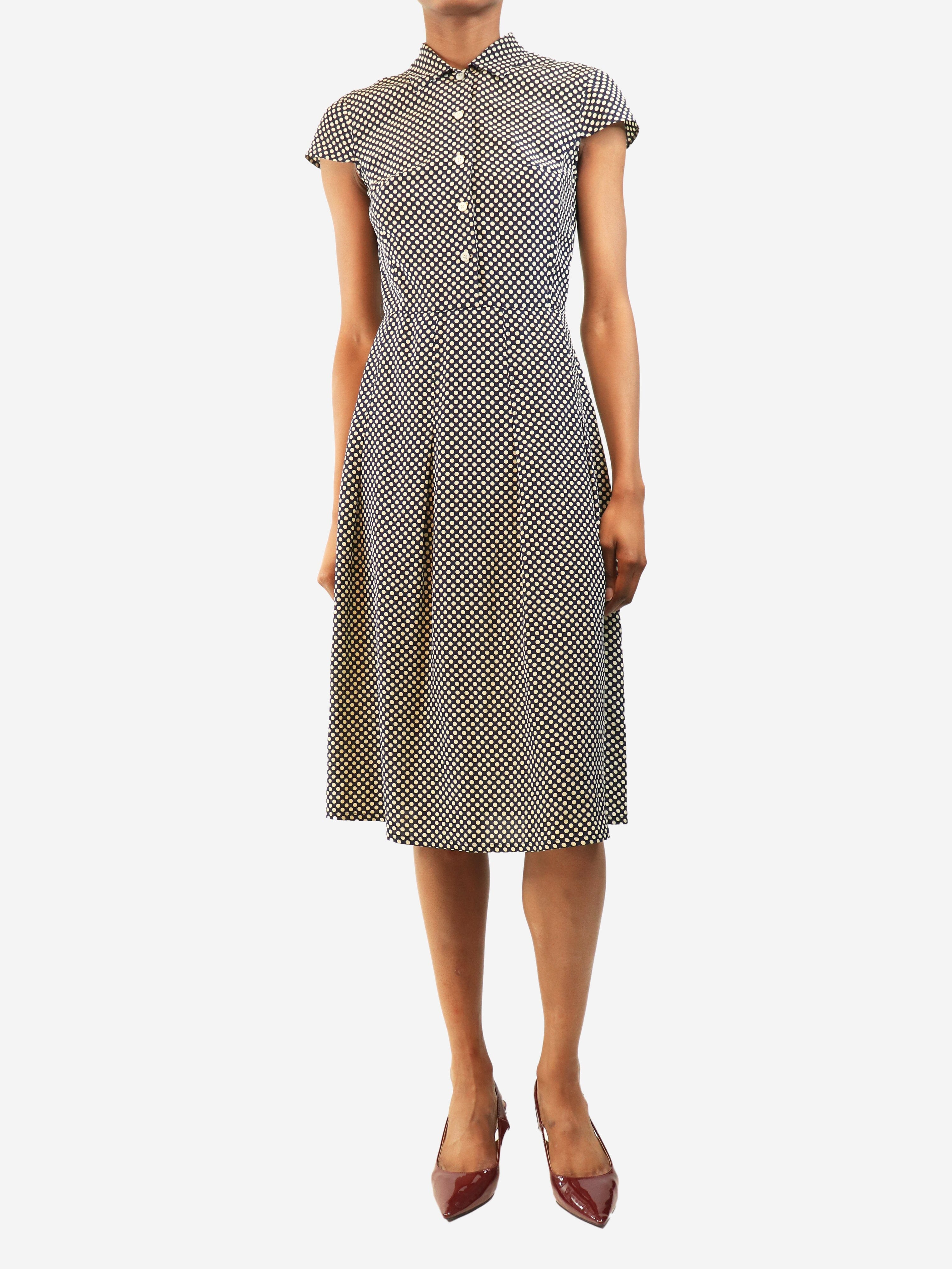 Navy polka dot midi dress - size UK 4 Dresses Prada 