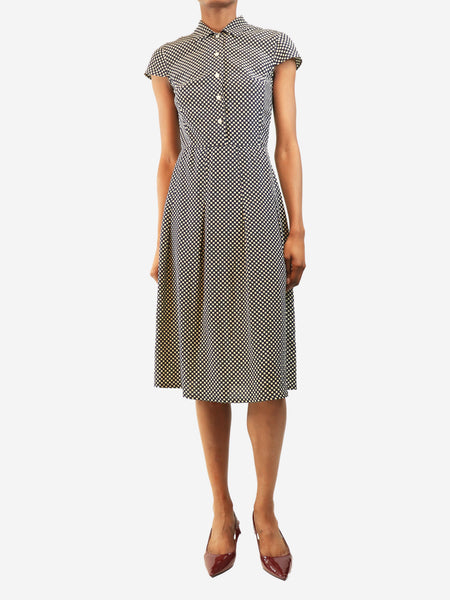 Navy polka dot midi dress - size UK 4 product image
